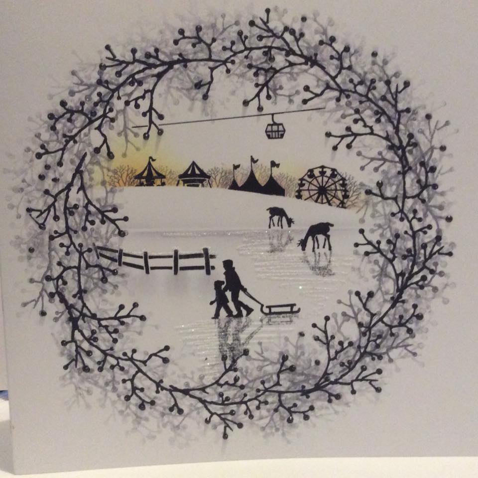 Branching out Wreath with Festive Scene of Deer