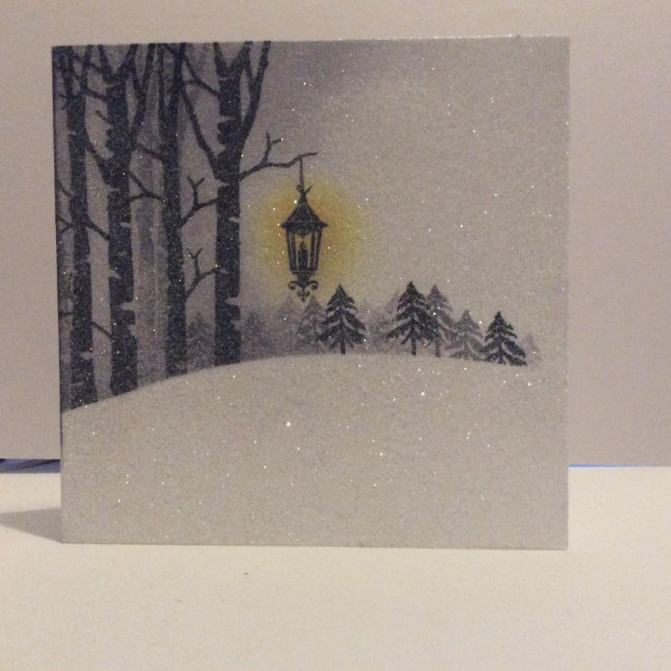 Lantern on Tall Trees Winter Scene