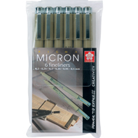 Fine Tip Micron Pigma Pens Set of 6