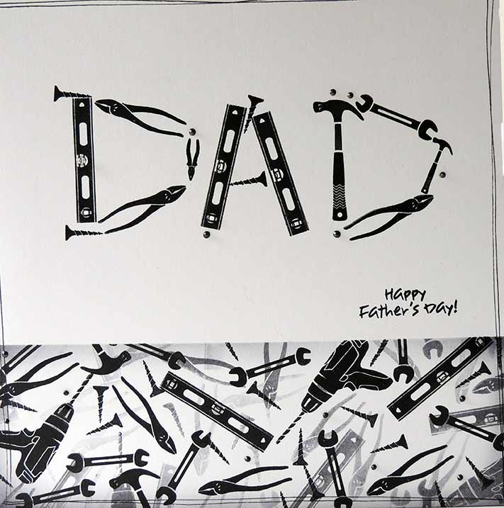 DAD card using Drills'n'Spills Clear Stamp Set